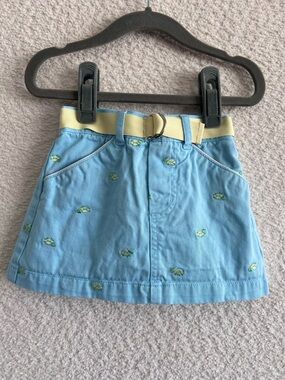 Sprockets Vintage Infant Blue Skirt Green‎ Embroidered Turtles Size 18 Months